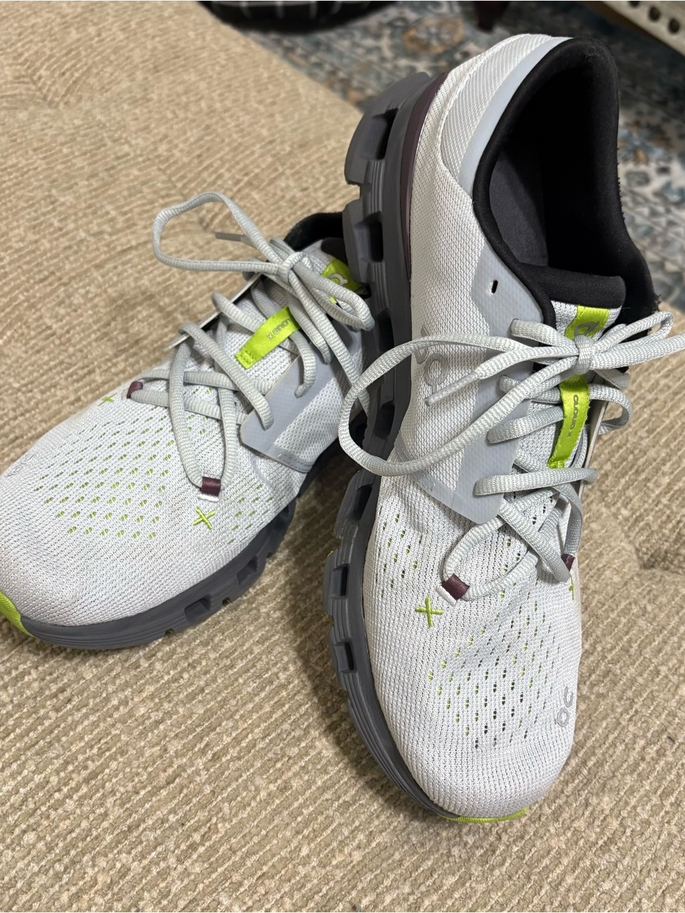 On Running Men's Lightweight White & Lime Cloud-X Tec Trainer